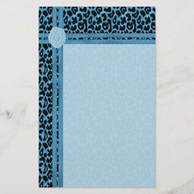 Blue Animal Print Stationery (Front)