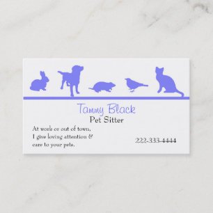 Blue Animal Silhouettes Pet Care Business Card