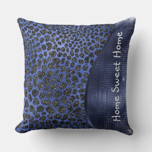 Blue Animal Skin Pattern Glam Glitter Personalized Throw Pillow