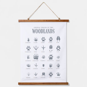 Blue Animal Tracks Woodland Nursery Decor Hanging Tapestry