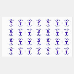Blue AnkhCircle Iron On Labels