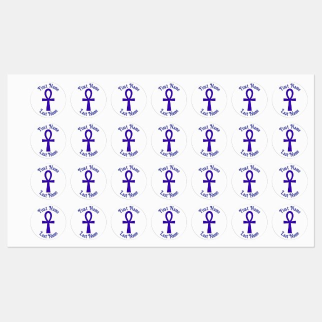 Blue AnkhCircle Iron On Labels (Sheet)