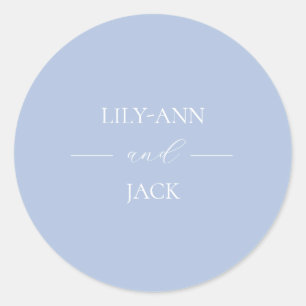 Blue ans White Stylish Monogram Script Wedding Classic Round Sticker