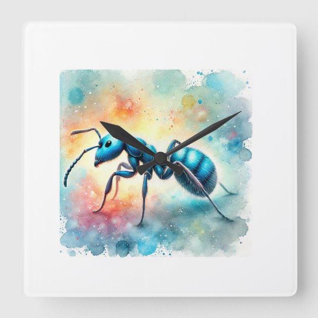 Blue Ant 140624AREF121 - Watercolor Square Wall Clock (Front)