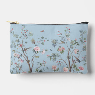 Blue antique floral pattern accessory pouch