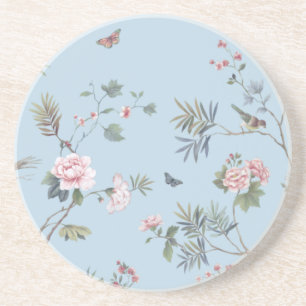 Blue antique floral pattern coaster