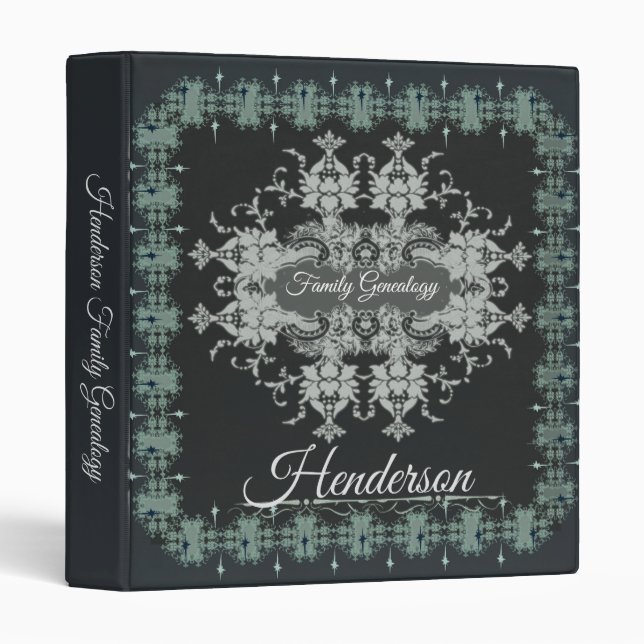 Blue Antique Genealogy Family Tree Album Binder (Front/Spine)