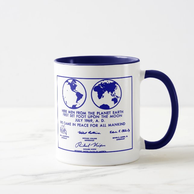 Blue "APOLLO PLAQUE/MISSION PLAN" Coffee Mug (Right)