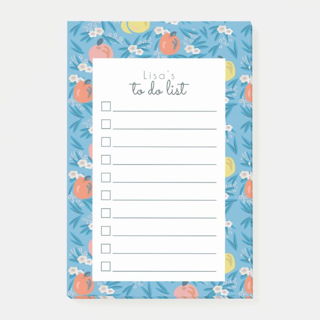 Blue Apple Patterns To Do List Post It Notes (Front)