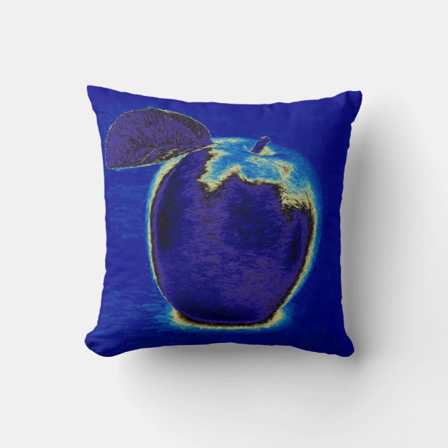 Blue Apple Throw Pillow (Front)