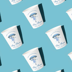Blue April Showers Bring May Flower Baby Shower Paper Cups