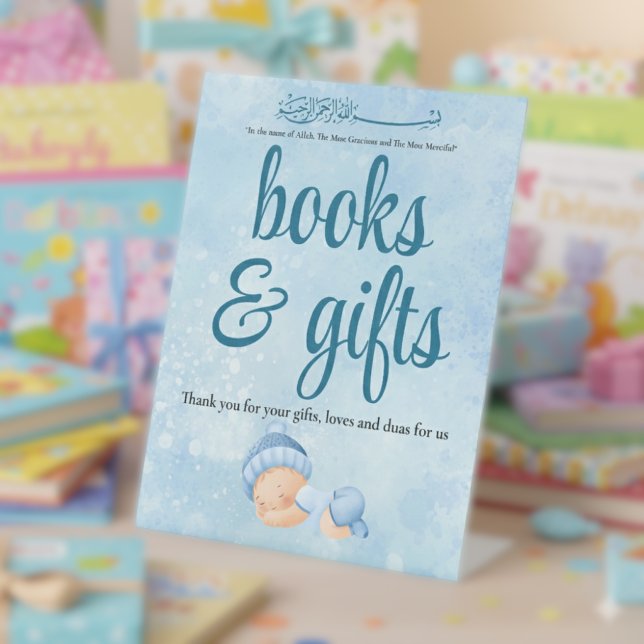 Blue Aqeeqah Baby boy books and gifts sign (Creator Uploaded)