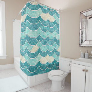 BLUE AQUA AND WHITE ROLLING WAVES