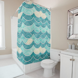BLUE AQUA AND WHITE ROLLING WAVES