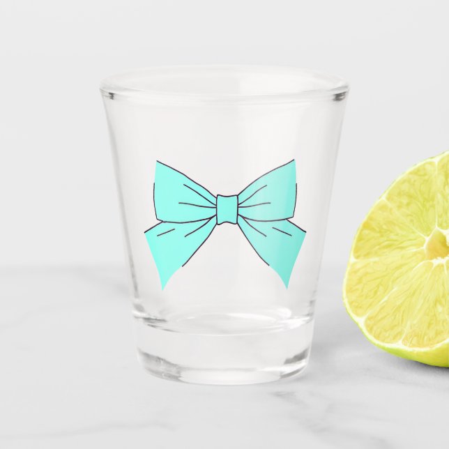 Blue Aqua Bow Shot Glass (Front)