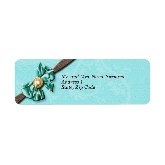 Blue aqua brown gem bow floral (Front)
