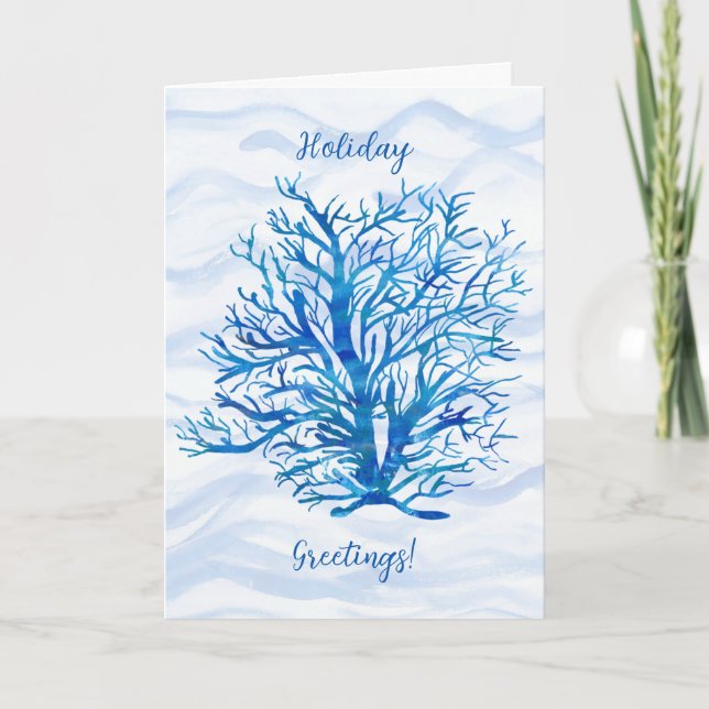 Blue-aqua coral silhouette  card (Front)