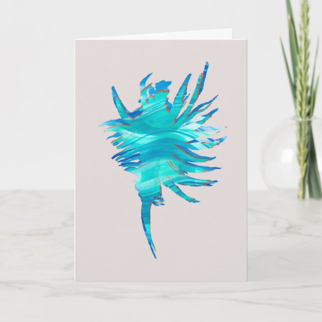 Blue-Aqua-Coral Silhouette conch shell Card (Front)