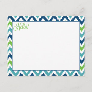 Blue Aqua Green Zigzag Ikat Pattern Invitation