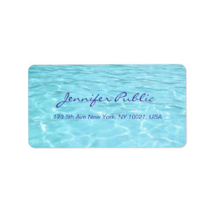 Blue Aqua Handwritten Script Modern Water Template Label