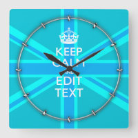 Blue Aqua Keep Calm And Your Text Union Jack