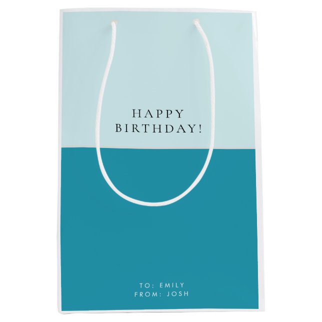 Blue Aqua Modern Birthday Medium Gift Bag (Front)