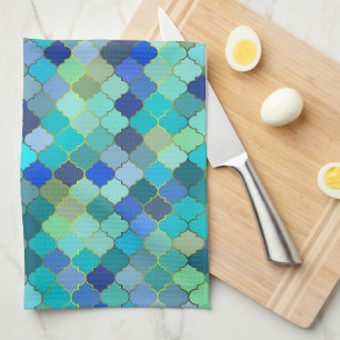 Blue Aqua Moroccan Mosaic Kitchen Towel