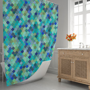Blue Aqua Moroccan Mosaic Pattern