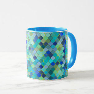 Blue Aqua Moroccan Mosaic Pattern Mug