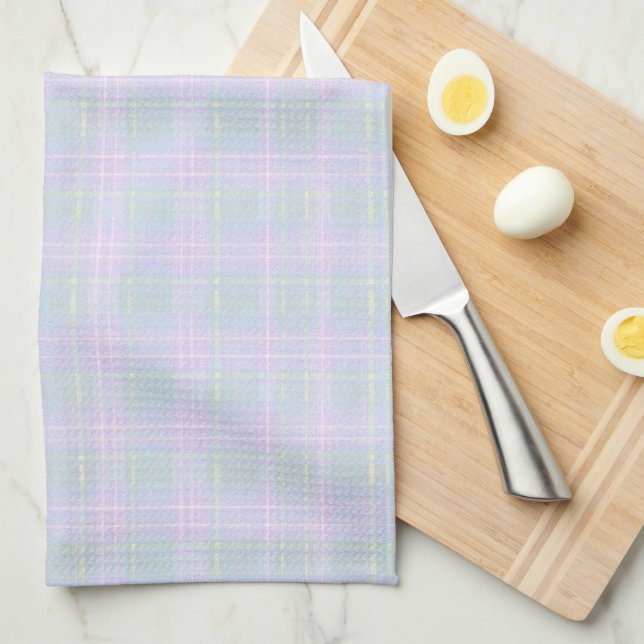  Blue Aqua Praire Plaid Kitchen Towel (Quarter Fold)