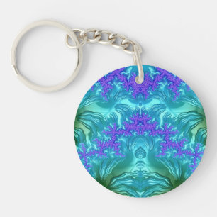 Blue Aqua Purple Green Fractal ~ Porte - clé