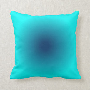 Blue Aqua Radial Gradient Throw Pillow