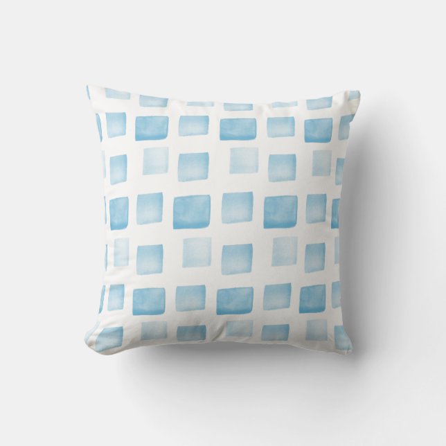 Blue/Aqua Shapes Pattern Throw Pillow (Front)