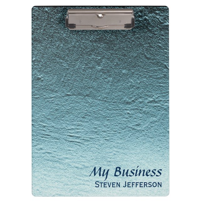 Blue aqua teal gradient aluminum concrete grunge clipboard (Front)