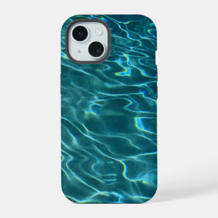 Blue aqua Water Pattern, rippling ocean waves iPhone 15 Case