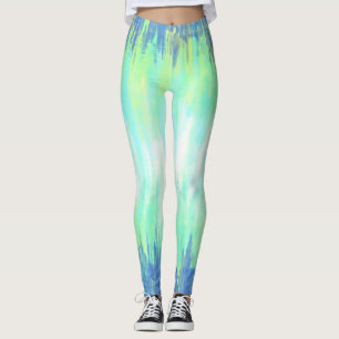 Blue Aqua White Tie Dye   Leggings