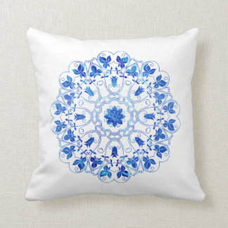 Blue Arabesques Throw Pillow