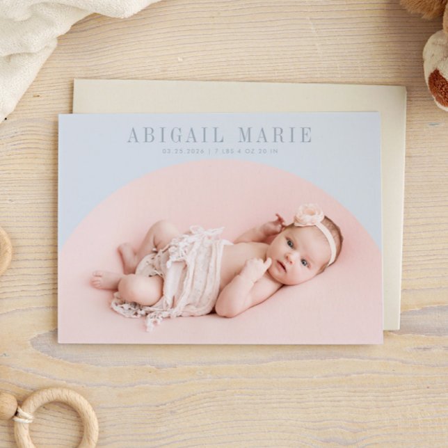 Blue Arch Frame Birth Announcement Card  (Creator Uploaded)