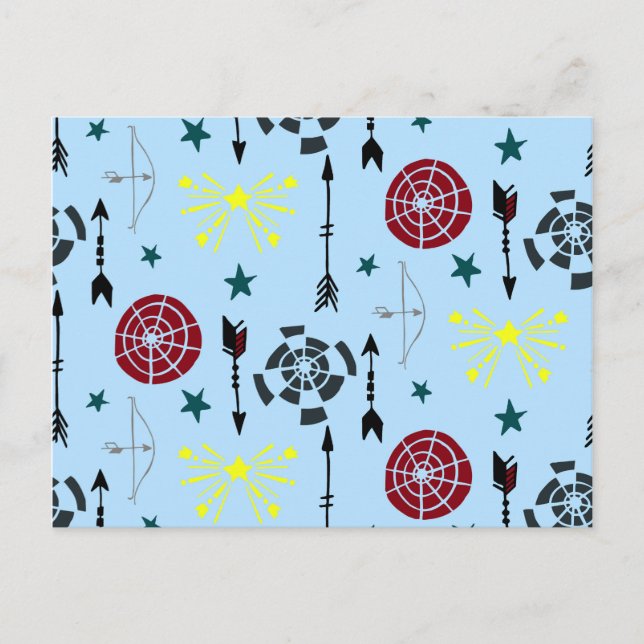 Blue Archery Bows Arrows and Targets Postcard (Front)