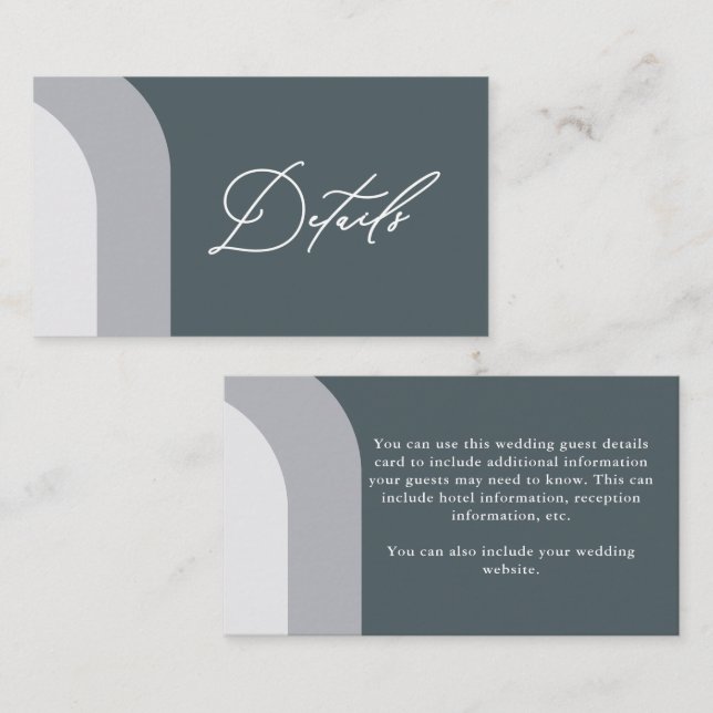 Blue Arches Mariage Détails de l'invité Carte de b (Devant / Derrière)