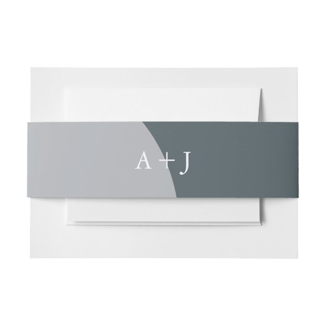 Blue Arches Monogram Wedding Invitation Belly Band (Front Example)