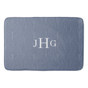 Blue arches with white dots  bath mat