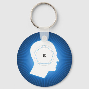 Blue Archimedes' Approximation of Pi Keychain