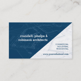 Blue Architectural Blueprint Business Card