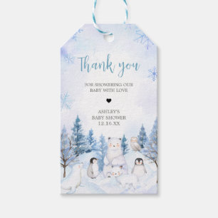 Blue Arctic Animals Baby Shower Favour Tags