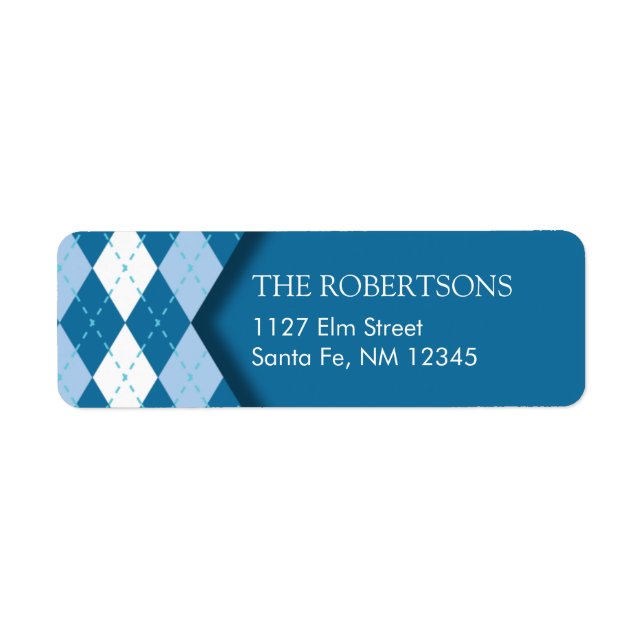 Blue Argyle Address Label (Front)