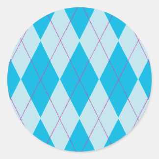 Blue Argyle Classic Round Sticker