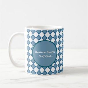 Blue Argyle Golf Pattern Country Club Coffee Mug