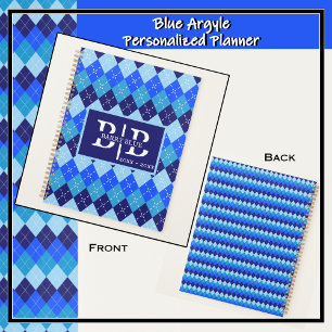 Blue Argyle New Job Back To School Personalized  Planner