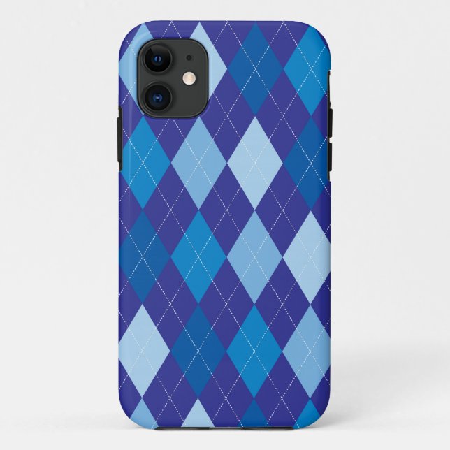 Blue argyle pattern Case-Mate iPhone case (Back)